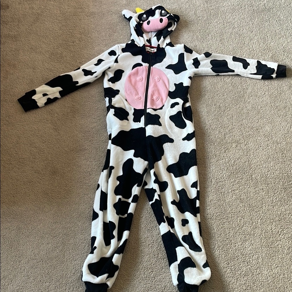 Women's Cow Print Hooded Onesie